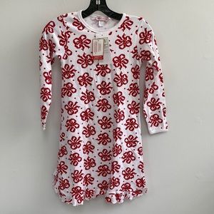Orient Expressed winter dress / nightgown - white with red bows - size 8 girls